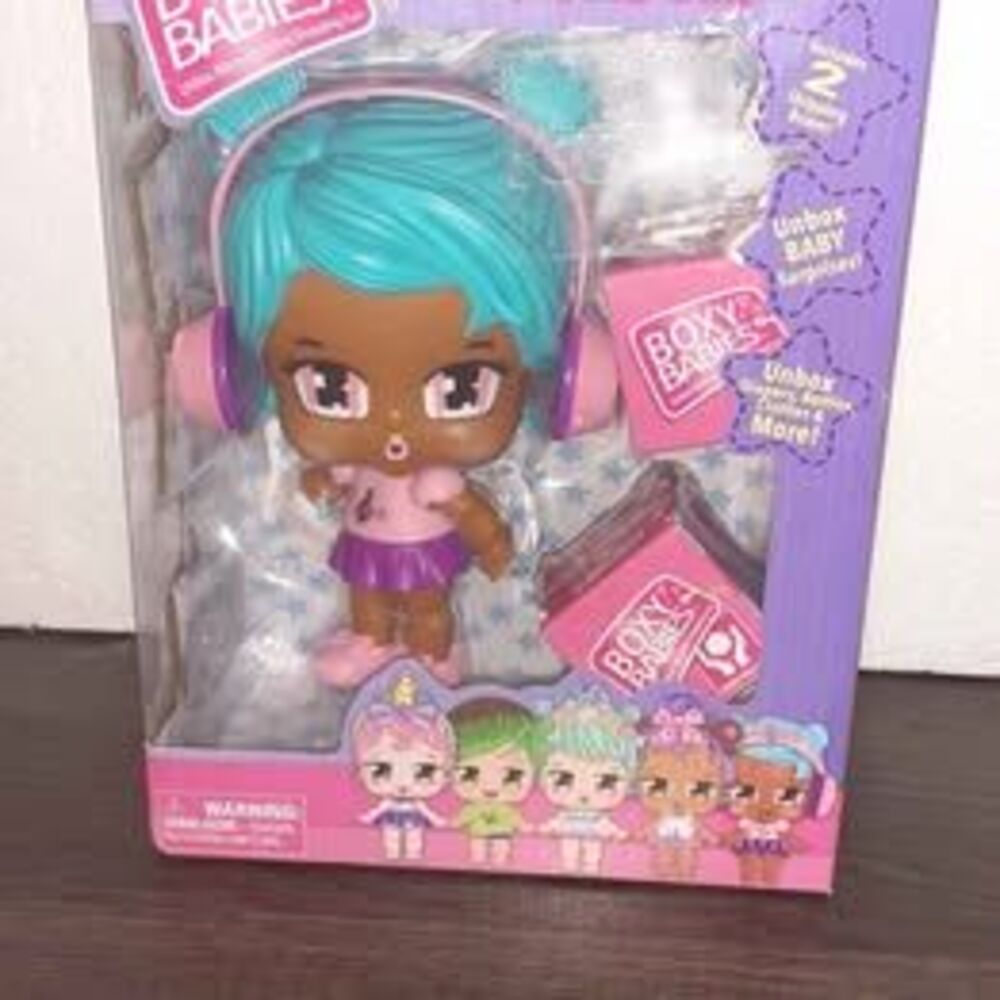 Boxy Babies Addison African American Doll with 2 Shipping Boxes
